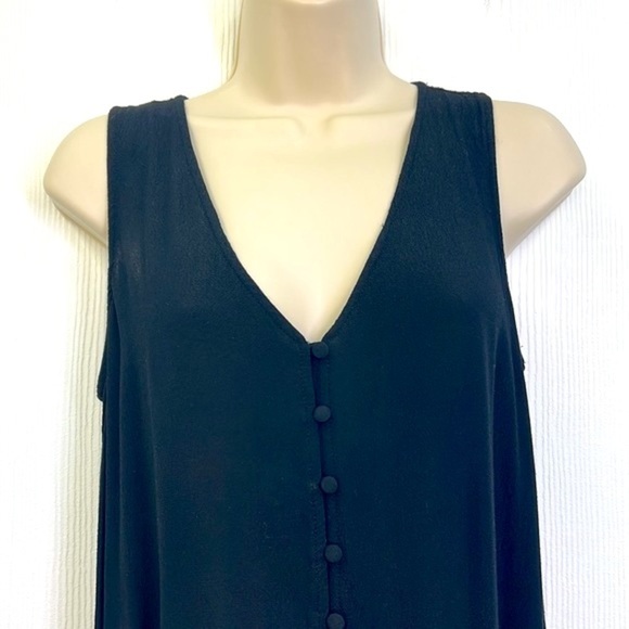 Madewell - Black Sleeveless Sleek Covered Buttons Down Front Midi Dress Size XXS - Picture 3 of 10